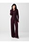 Burgundy Loose Cut Textured Knitted Trousers - 2