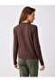 Brown Round Neck Long Sleeve Button Detailed Knitwear Cardigan - 5