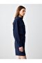 Navy Blue 100% Linen Straight Cut High Waist Loose Wide Leg Woven Shorts - 4