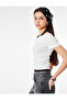 Slim Fit Short Sleeve Lace Detailed Athlete Double Boat Neck T-Shirt - 3