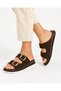 Dodo Women's Genuine Leather Lightweight Anatomical Buckle Detailed Slippers C327 Bitter Brown - 2