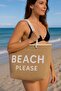 White Beach Please Written Large Size Picnic and Beach Bag – Rope Handle – 55X36X15 cm - 7