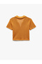 Cotton Lace-Like Knit Short Sleeve Polo Neck Crochet T-Shirt - 4