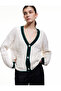 Hair Knit Textured Long Sleeve Pocket V-Neck Buttoned Oversize Knitwear Cardigan