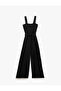 Gimped Square Collar Sleeveless Belted Waist Wide Leg Jumpsuit Wrap - 3