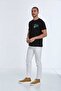 Bear Embroidered Crew Neck Men's T-Shirt Black - 4