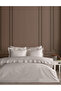 Minoa Embroidered Cotton Satin Duvet Cover Set - Beige