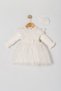 Baby Girl Mevlütlük Dress with Bandana and Lace Newborn Hospital Release Wedding Dress Evening Dress Mevlitlik 4028 - 2