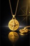 Sailor Style Stainless Steel Stylish and Masculine Design Gold Color Compass Pendant Men
