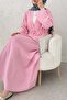 Waist Gathered Kimono Skirt Set 2354 - Pink