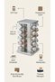 Glass Spice Set with 360 Rotatable Stainless Stand - 20 Spice Containers - 20-Piece Chrome - 2