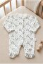 3-Piece Jumpsuit Set 0-3 Months Cuffed Snap-On Printed Jumpsuit with Gloves - 4