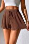 Brown Women's Home Shorts - Ruffled