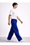 Men's Blue Ottoman Fabric Lace-Up Pocket Baggy Pants Casual Comfortable Summer Sweatpants - 3