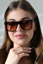 Women's uv400 brown square sunglasses 23042 c3 gradient lens - 4