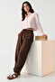 100% Cotton Lace-Up Trousers with Elastic Cuffs and Pockets - 2