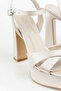 Women's Beige Satin Platform Heeled Shoes - 6