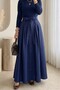 Buttoned Lace-Up Parachute Skirt - Navy Blue