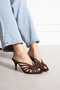 Nadi̇na Brown Satin Fabric Open-Toe Cage-Style Women's Heelled Slippers