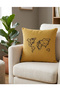 Pillow Throw Pillow Cover World Embroidered Mustard