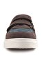 Genuine Leather Brown Dark Blue Double Velcro Kids Sneaker Sports Shoes - 4