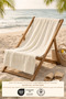 Cream Beach Towel 100% Cotton Certified Sea & Pool Towel 70X140Cm Striped Border - 2