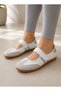 Women's White Velcro Stitched Comfortable Mary Jane Daily Sports Ballerina Shoes - 6
