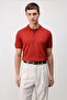 Red Comfort Slim Polo Collar Men's Knitwear T-Shirt - 2