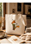 Ihlamur Tilki Printed 100% Organic Cotton Gabardine Gusseted Canvas Tote Bag - 6