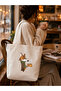 Ihlamur Tilki Printed 100% Organic Cotton Gabardine Gusseted Canvas Tote Bag - 4