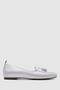 White Glitter Genuine Leather Women's Ballerinas [Tg051626] – with Bow & Flat Sole