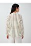 Off-White Cotton Blend Striped Shirt with Shiny Stone Detail - 6