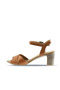 Shoes Tan Leather Women's Heeled Sandals 01Wn1501 - 4