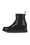 Black Leather Women's Wedge Heeled Boots 01Wz7200 - 3