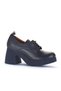 Navy Blue Leather Women Heeled Shoes 01Wz7003 - 2