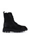 Black Leather Women's Flat Boots 01Wv1500