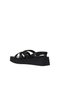 Black Leather Women's Wedge Heeled Sandals 01Wy5904 - 4