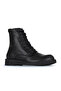 Black Leather Women's Flat Boots 01Wz8900 - 2