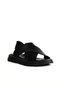 Black Leather Women's Flat Sandals 01Wa2603 - 2