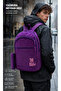 00511-Purple 4-Compartment Laptop Sports Travel Functional School Backpack with Pen Holder - 2
