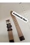 14 mm Compatible Watch Strap, Dark Brown Color Stitched - Plain Model - Silver Color Buckle - 2
