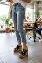 Women's Holi Black Denim 10 cm Cork Sole Slippers K-920