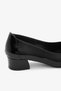 Black Patent Leather Genuine Leather Low Heeled Women's Shoes - 7