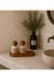 Set of 2 Glass Cotton Containers with Wooden Ball Lids – with Large Wooden Stand |   Vintage Label (Ear & Ear Cotton Swabs)