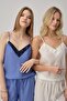 Women's Vegan Silk Kimono Pajama Set - Lx.25231 Blue - 5