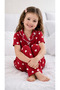 Girls' Pajama Set Summer Milan Fabric Heart Pattern with Bow Detail Shirt Collar