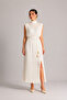 Ecru Long Pleated Dress