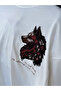 White Wolf Embroidered Oversize T-Shirt Sw-5158 - 6