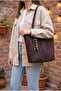 Flora Charmlı Makeup Bag Pack Women Shoulder Bag Brown - 2