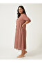 Plus Size Dusty Rose Viscose Midi Dress with Ring Buckle Pockets - 4